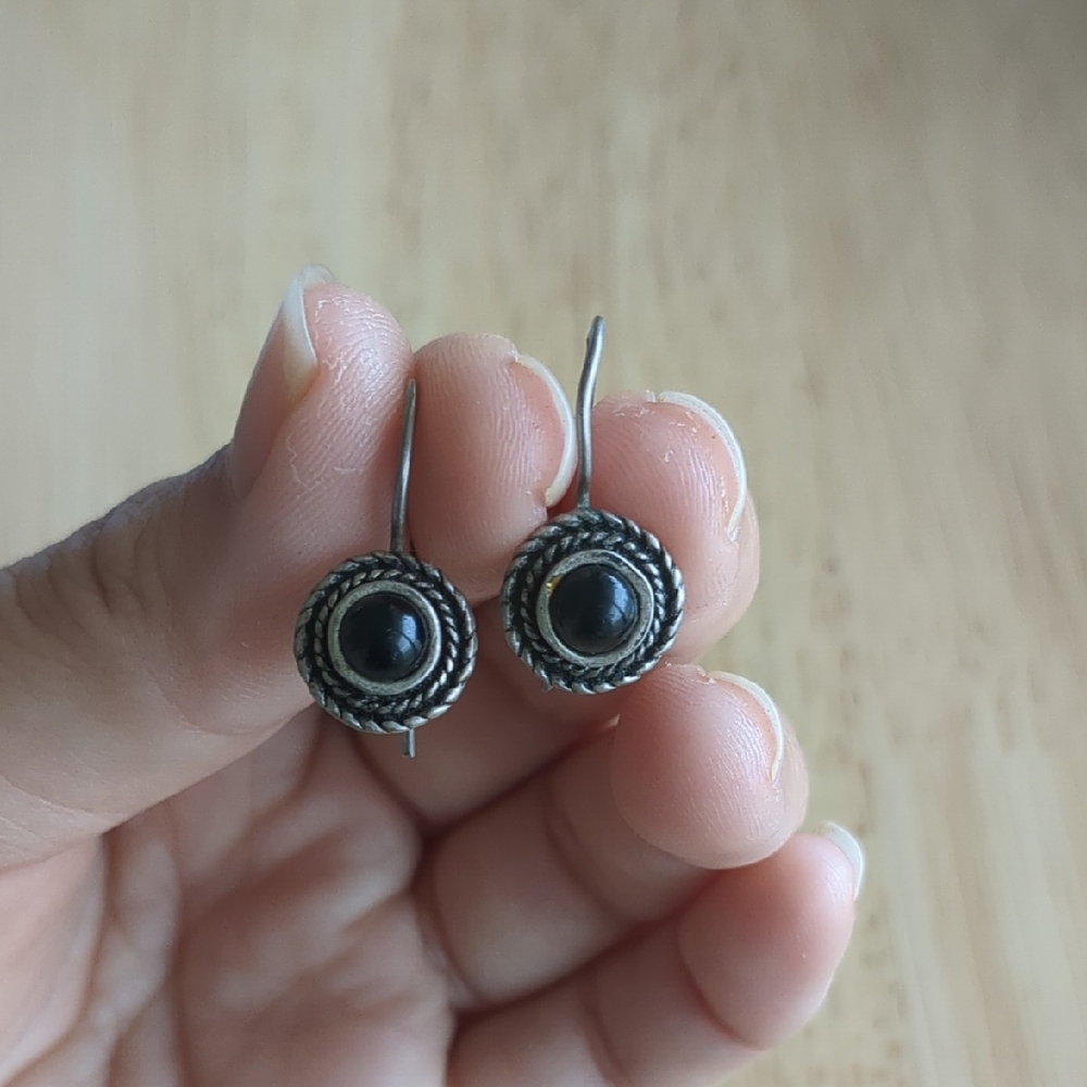 Elegant Silver and Black Earrings